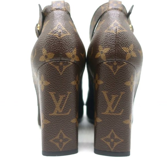 Louis Vuitton Matchmake Pumps Brown Monogram Canvas & Black Leather Size 37.5 - Picture 8 of 12